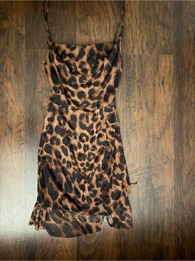 Leopard Print Slip Dress - Brown/Black